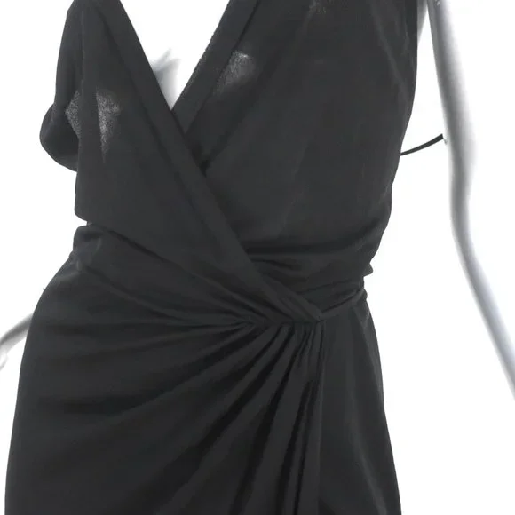 VINTAGE VICKY TIEL FOR GIORGIO BEVERLY HILLS WRAP DRESS BLACK JERSEY SIZE MEDIUM